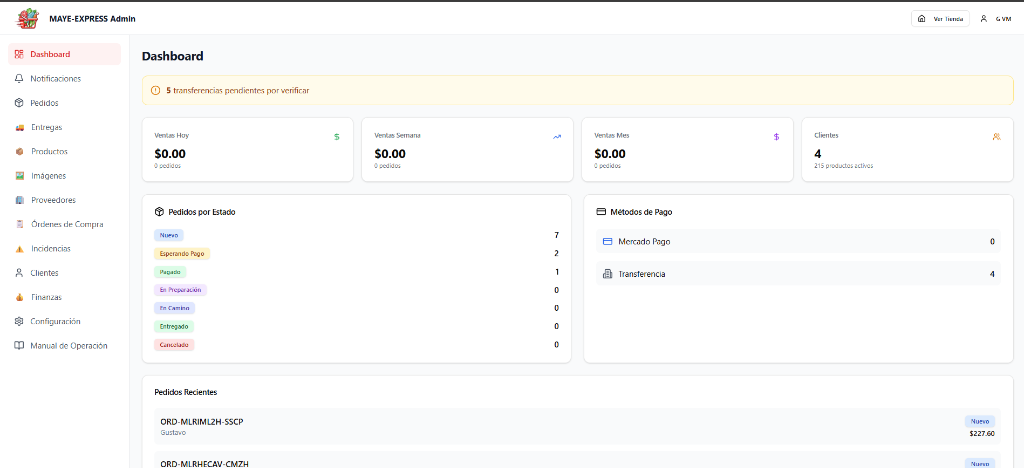 MAYE-XPRESS Admin Dashboard